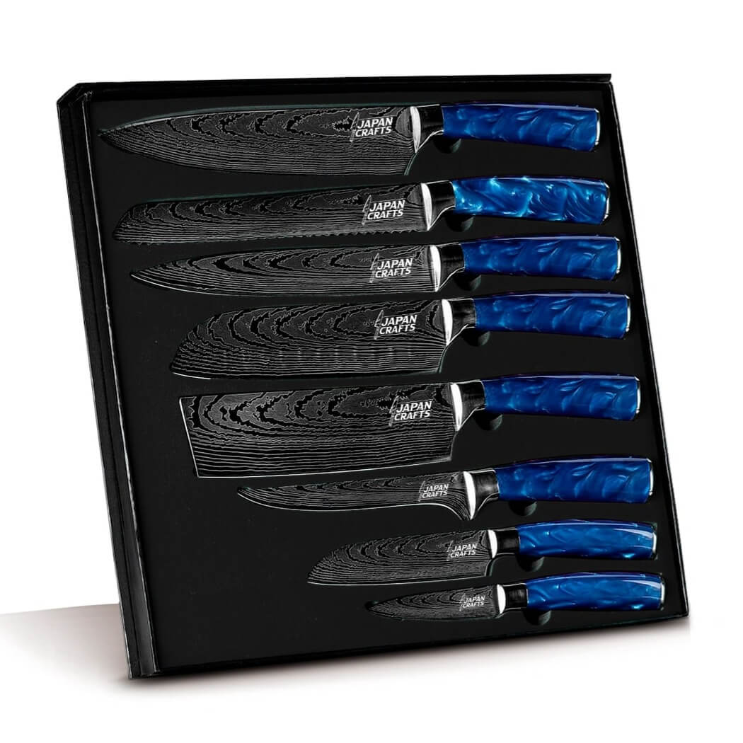 Japanese Chef Knife Set – Blue Epoxy