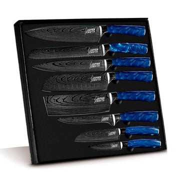 Japanese Chef Knife Set – Blue Epoxy